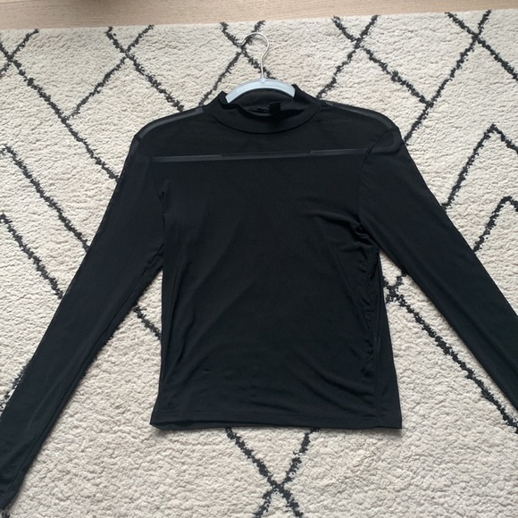 Black Sheer Long Sleeve Top - Picture 2 of 5